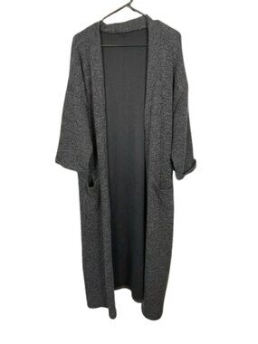 Vtg 90s Penningtons Plus Size 4X Charcoal Grey Knit Duster Cardigan Maxi